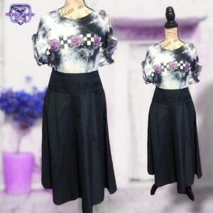 VINTAGE Ralph Lauren Lolita Black Dirndl Circle Skirt, 6P